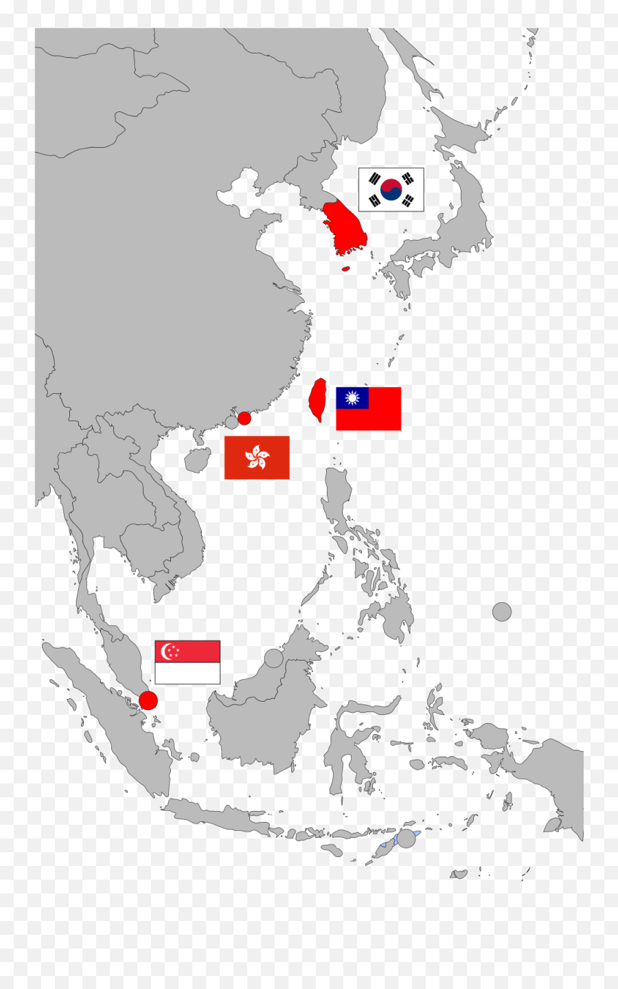 Taiwan Hong Kong And Singapore - Guest Hollow Asian Tigers Emoji,British Hong Kong Flag Emoticon