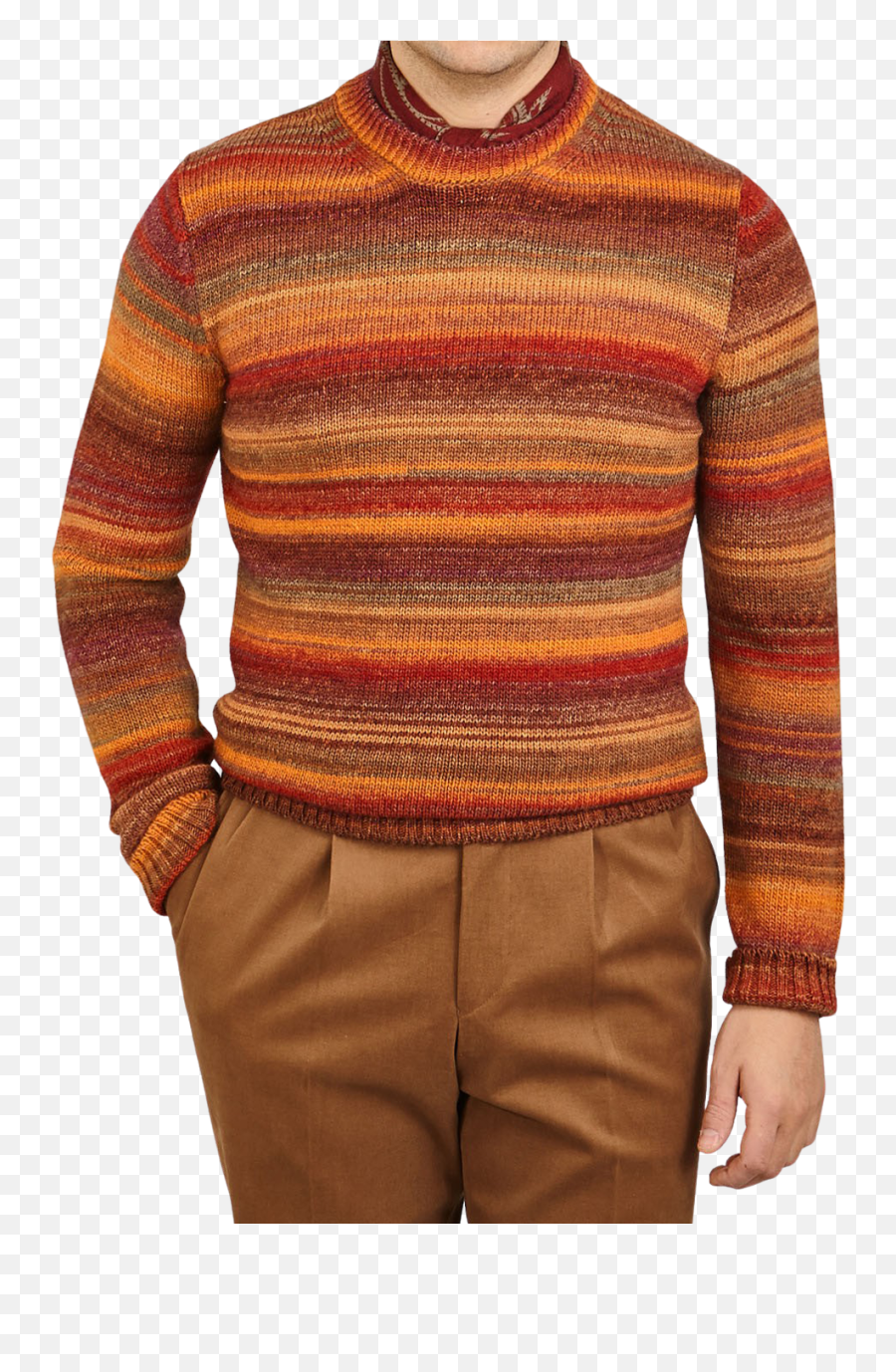 Brown Multicolour Wool Blend Sweater - Long Sleeve Emoji,Mixed Emotions Multi Colored Sweater