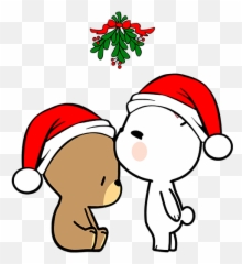 Milk Mocha Bear Kissing Underneath The Mistletoe Christmas Emoji,Cute Milk Emoji