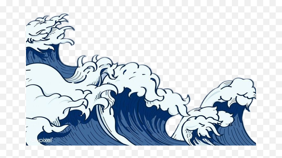 Blue Water Wave Cute Kawaii Sticker - Kirishima Wave Background Emoji,Tsunami Emoji