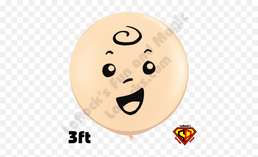 3 Ft Round Baby Face Blush Balloon By Juan Gonzales Qualatex 2ct - Baby With Balloon Face Emoji,Blushing Emoticon O///o