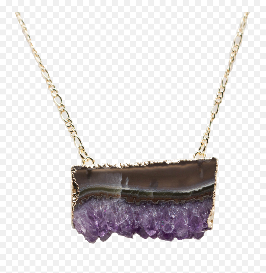 Amethyst Horizontal Slice Necklace - Solid Emoji,Necklace For Emotions