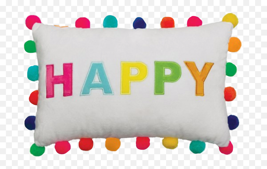 Happy Pom Pom Embroidered Pillow - Happy Pillow Emoji,Emoji Plush Pillow