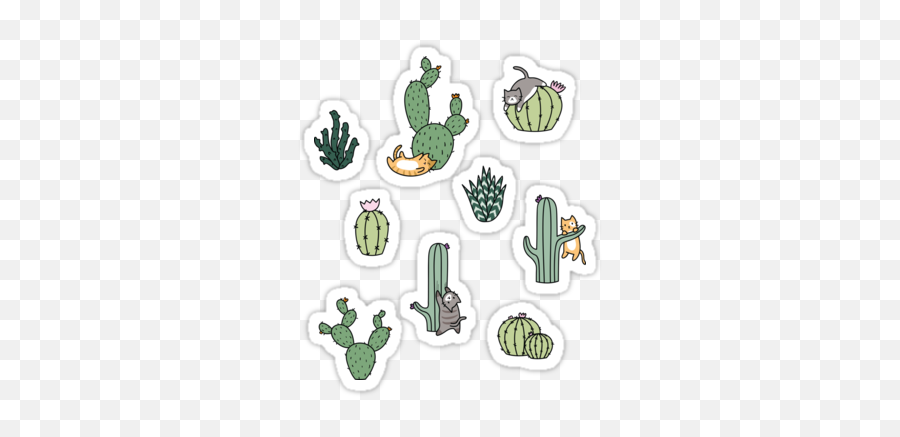 Cacti Cats Sticker By Shopzoki Cactus Stickers Cat Emoji,Kawaii Cactus Emojis