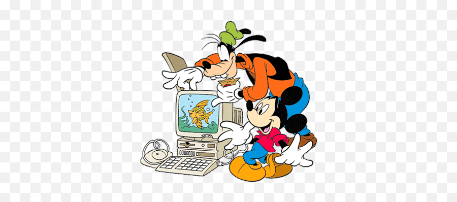 Pc Cartoon Sticker - Mickey And Goofy Computer Emoji,Mickey Mouse Emoji Keyboard