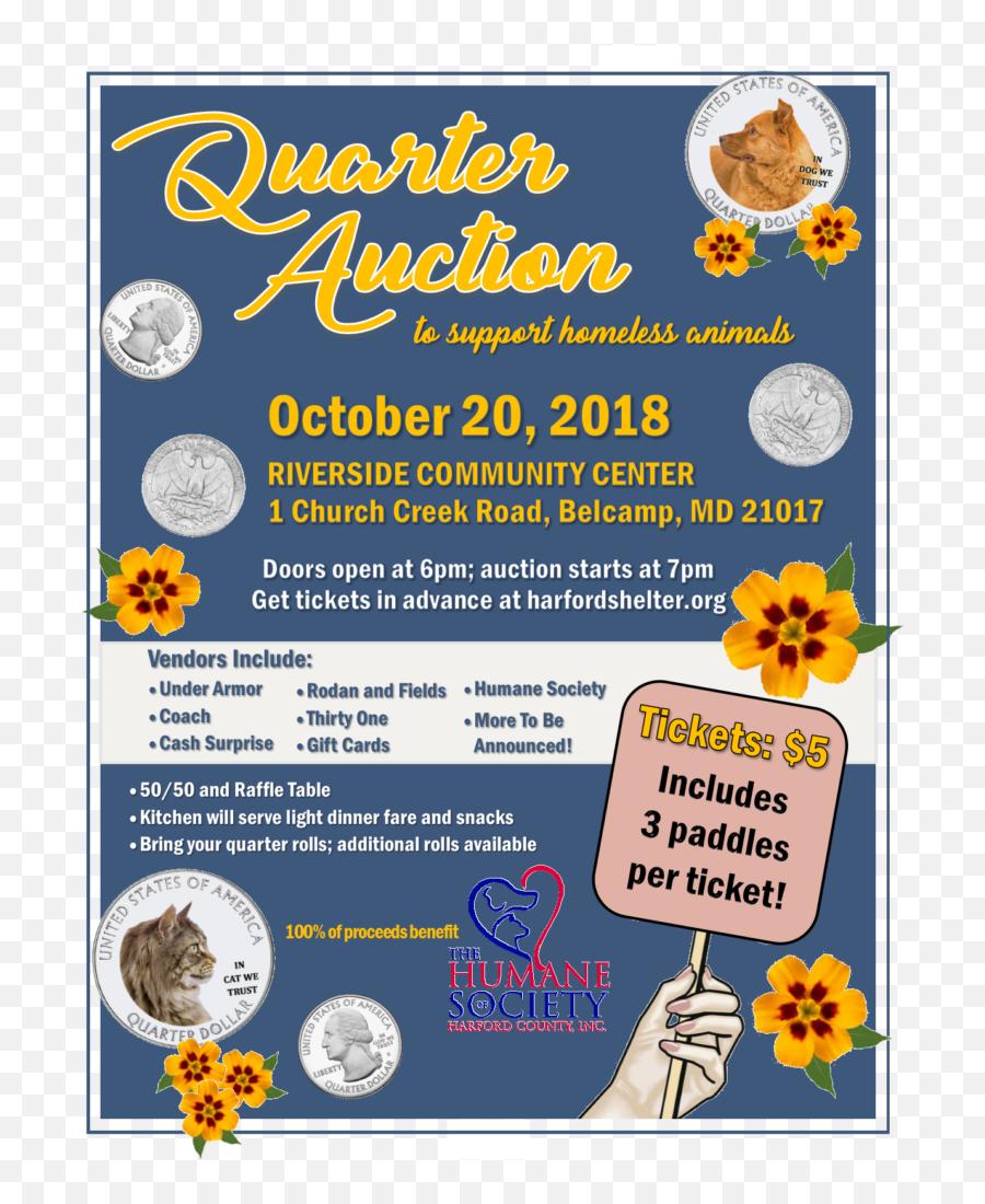 Quarter Auction The Humane Society Of Harford County - Sunflowers Emoji,Cat Muscle Emoticons