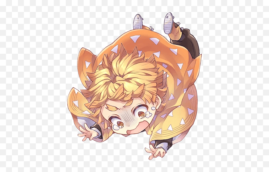 Kimetsu No Yaiba - Chibi Demon Slayer Zenitsu Cute Emoji,Demon Hunter Emoji