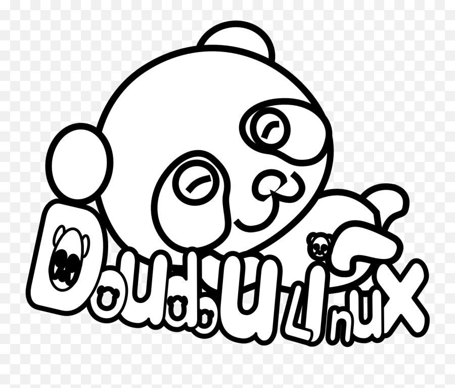 Doudoulinux Panda Black White Line Art Christmas Xmas - Cute Coloring Pages Cute Panda Emoji,Cute Japanese Emoji