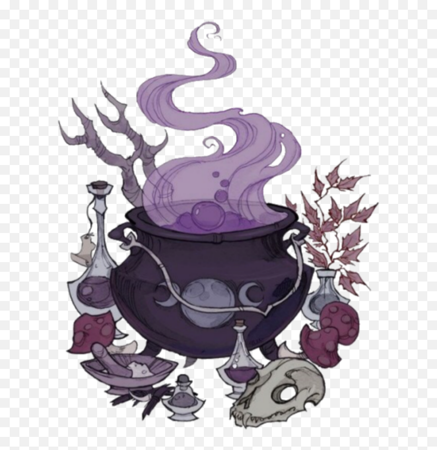 The Most Edited Witchhat Picsart - Witchcraft Art Emoji,Emoticon Witch And Cauldron Gif