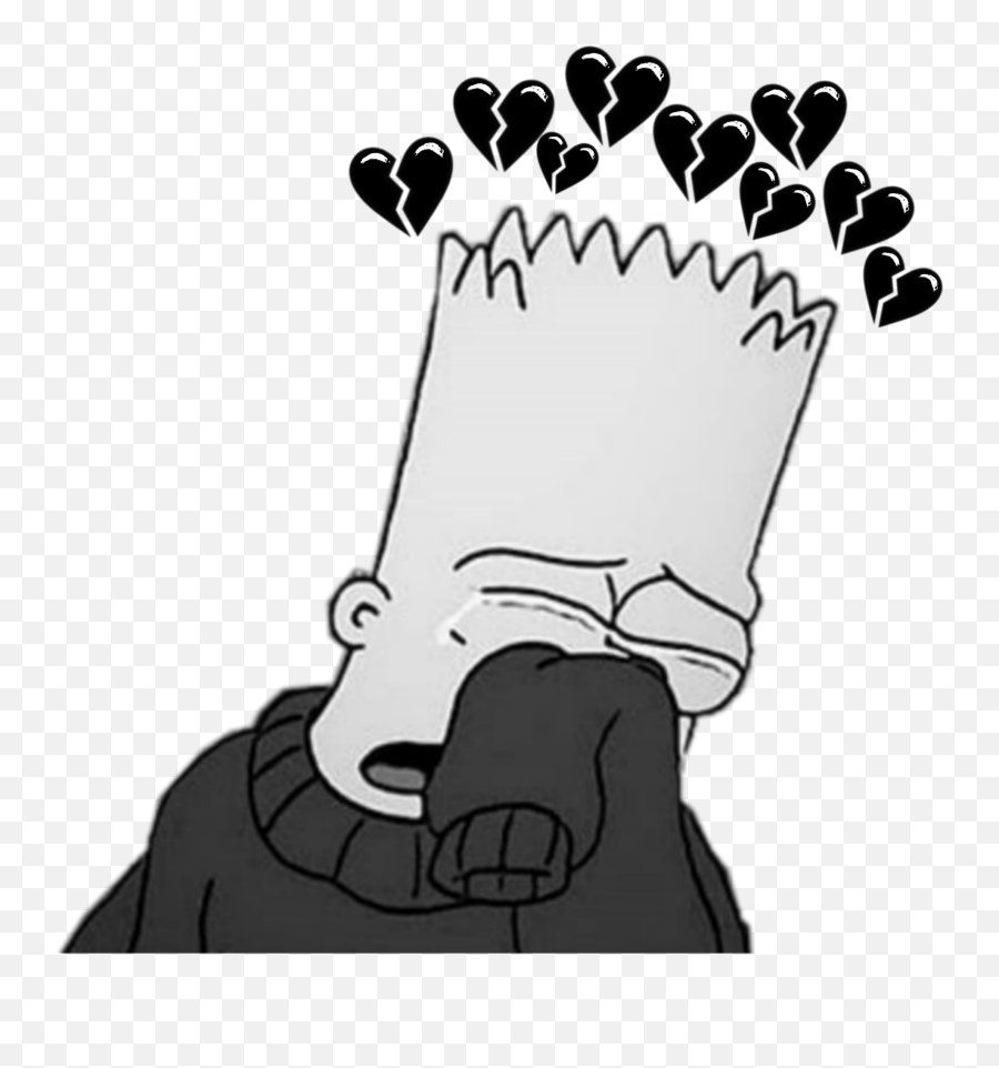 Heart Broken Sad Simpsons Drawings - Sad Broken Heart Drawing Emoji,Guess The Emoji Skull Gun Knife