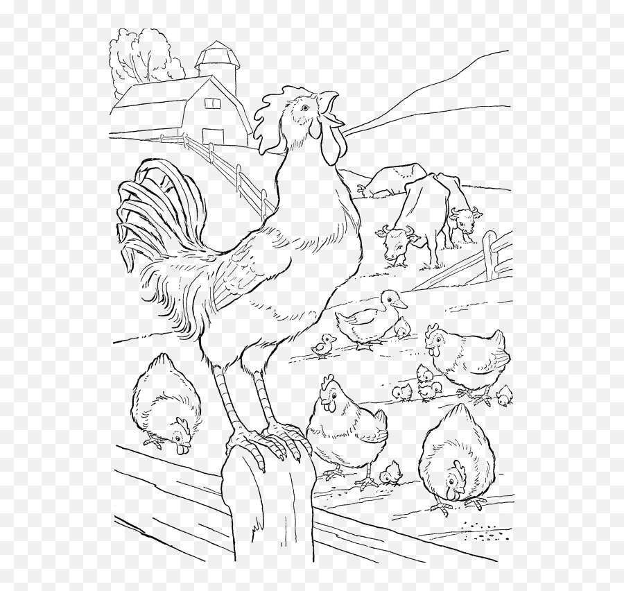 Farma Domace Zivotinje Bojanka - Rooster In Farm Drawing Emoji,Cool Emojis Animals Coloring Page