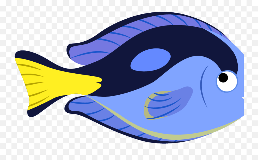 Jelly Fish Free Clipart - Blue And Yellow Fish Cartoons Fish Side View Cartoon Emoji,Fish Emoji