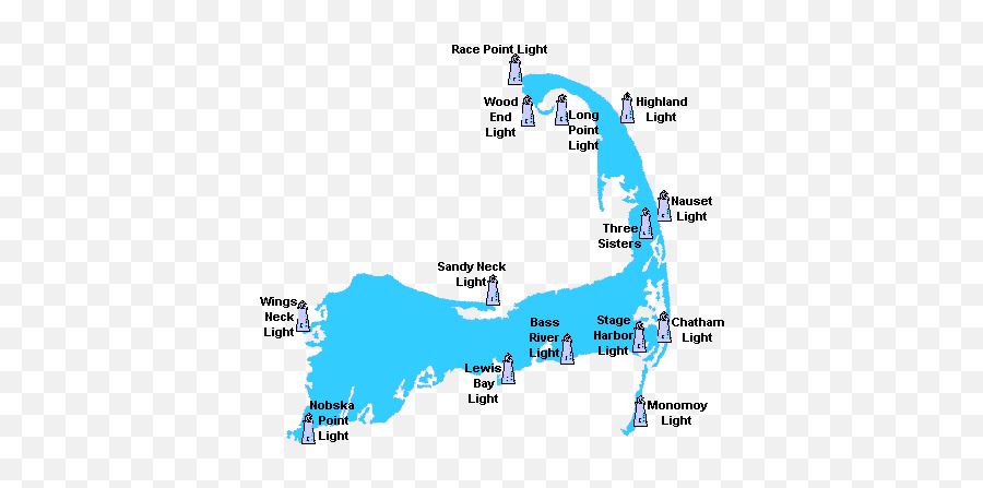 Locations - Map Cape Cod Lighthouses Emoji,Guess The Emoji Light Bulb And House Not Lightbouse