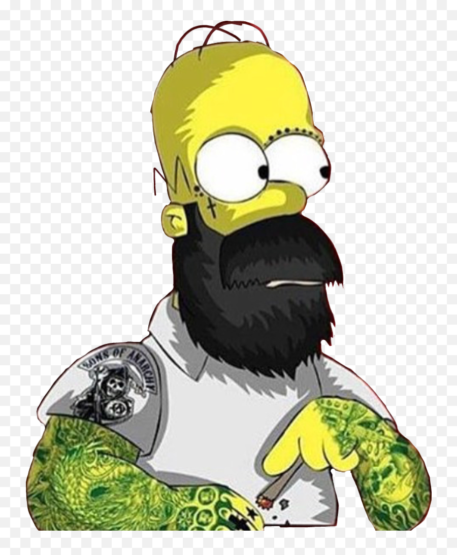 Homer Simpson Beard Marihuanna Sticker - Homer Simpson With A Beard Emoji,Homer Simpson Emoji