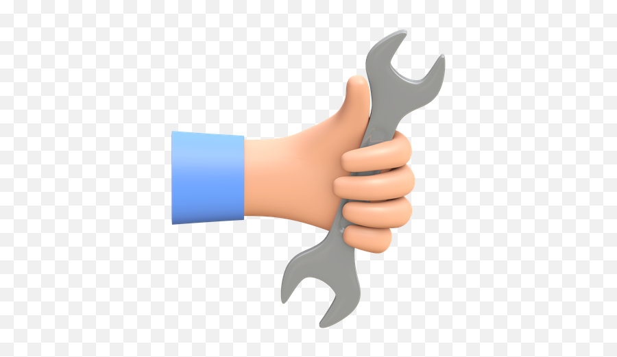 Premium Holding Wrench 3d Illustration Download In Png Obj Emoji,Wrench Emoji