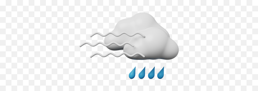 Premium Rain With Windy 3d Illustration Download In Png Obj Emoji,Rain Cloud Emoji