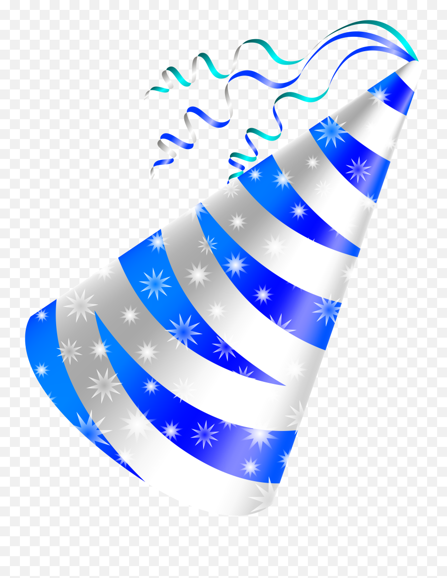 Party Hat Birthday Hat White And Blue - Blue Party Hat Png Emoji,Birthday Hat Emoji