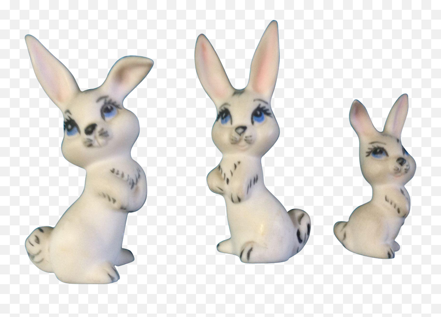 Bone China Miniatures White Bunny - Vintage Set Of Miniture Bunnies Emoji,Emotions And Miniatures