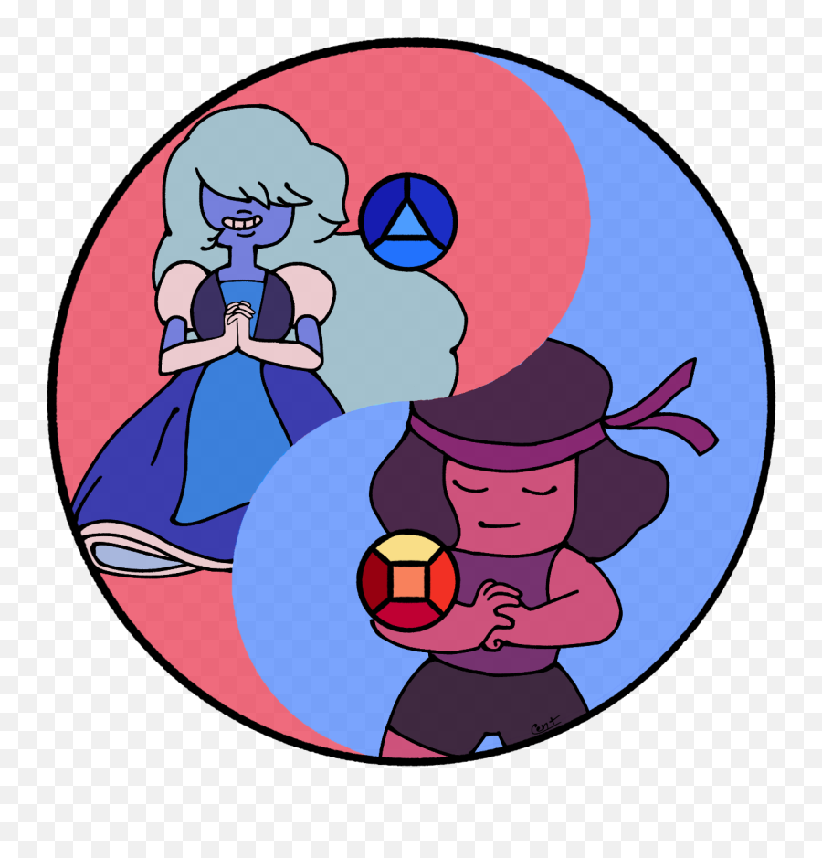 Ruby U0026 Sapphire Inside Of A Yin Yang To Represent The - Sapphire Steven Universe Garnet Emoji,Indside Out Emotions Gem Fusion
