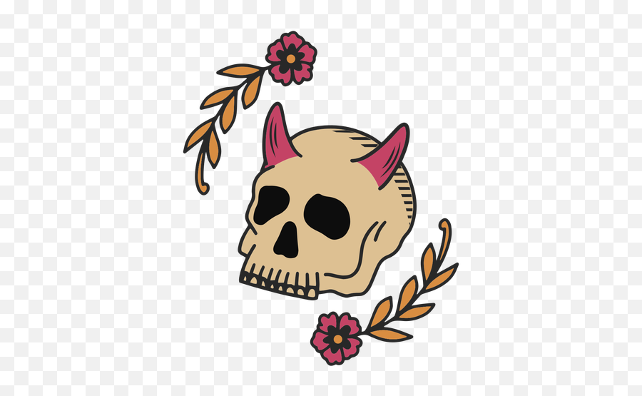 Floral Skull Tattoo - Scary Emoji,Emotions Of A Skull