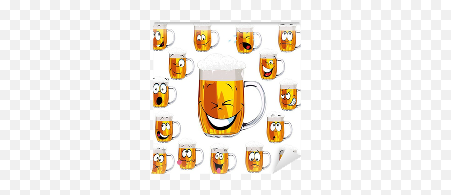 Mug Fresh Beer Cartoon With Cap Of Foam Wall Mural U2022 Pixers Emoji,Emoticon For Mug Of Beer