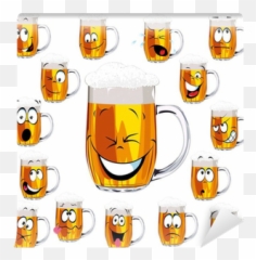 Mug Fresh Beer Cartoon With Cap Of Foam Wall Mural U2022 Pixers Emoji,Emoticon For Mug Of Beer