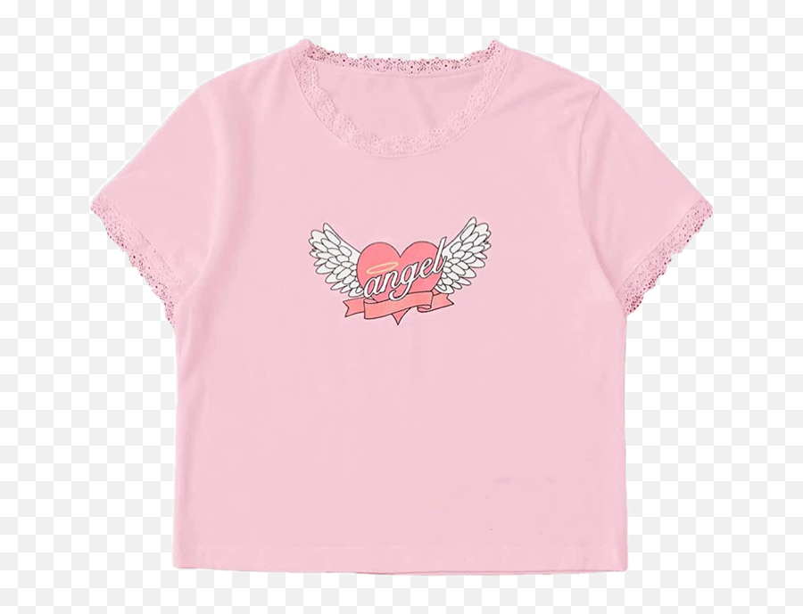 Shirt Croptop Angel Pink Sticker By Ariel - Short Sleeve Emoji,Angel Emoji Shirt