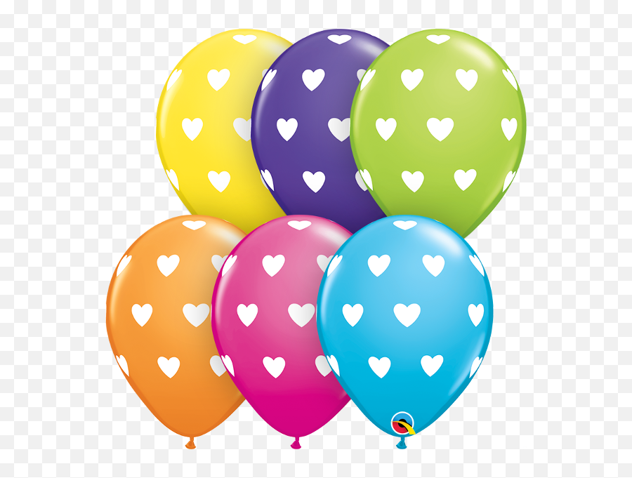 11 Inch Big Hearts Assortment Latex Balloons - Blue Polka Ballons Printable Emoji,Emoji Heart Balloons