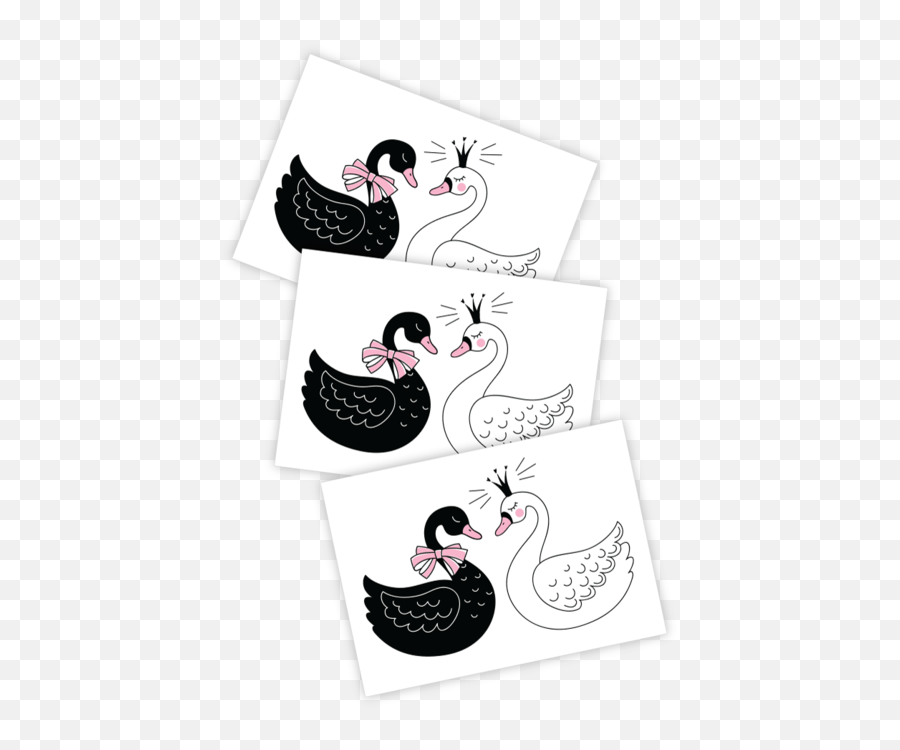 Temporary Tattoos - Black And Whote Swan Tattoo Emoji,Emojis Tattoos