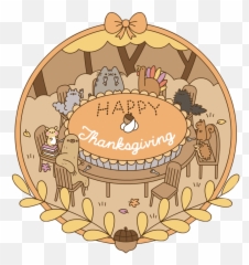 Pusheen Kawaii Pie Turkey Sticker - Pusheen Thanksgiving Emoji,Turkey And Pie Emoji
