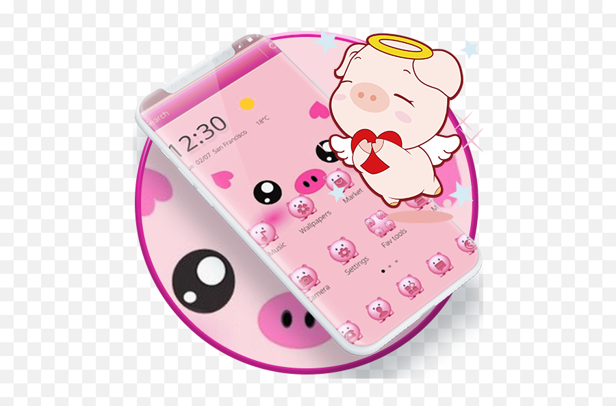 Pink Cute Piggy Cartoon Theme - Smartphone Emoji,Galaxy S7 Where Is The Pumpkin Emojis