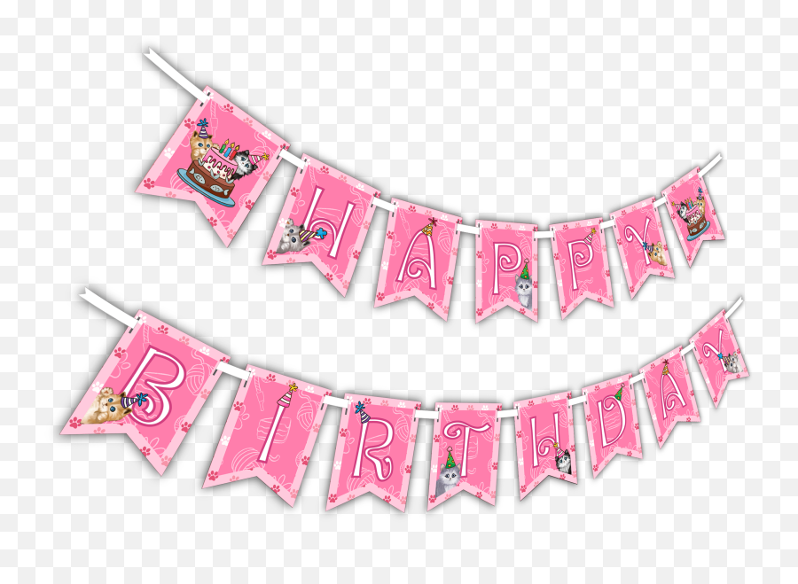 Kitty Cat Kitten Party - Pink Birthday Banner Transparent Png Emoji,Free Hang On Kitty Emojis