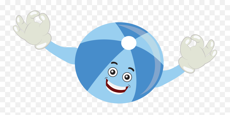 Kawaii Cute Beach Ball Blue Graphic - Happy Emoji,Showing Emotions In Balls 3d Animation