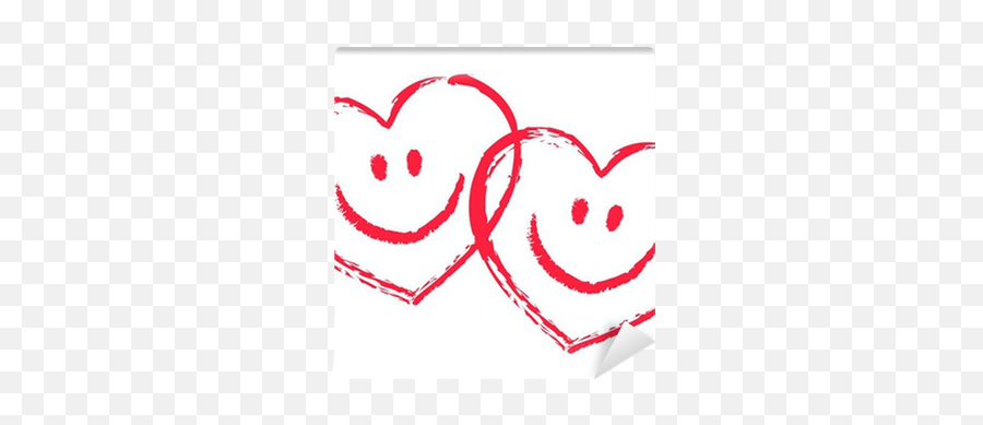 2 Rote Ineinander Verschlungene Smiley - Herzen Vektor Wall Emoji,Cute Japanese Emoticons Heart