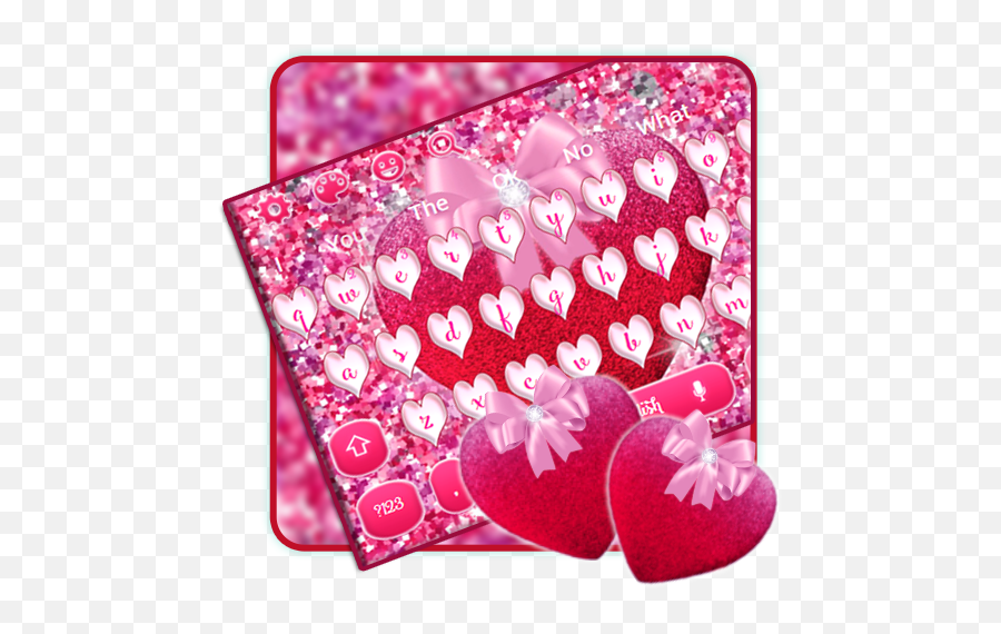 Glitter Pink Heart Keyboard Theme - Girly Emoji,Heart With Sparkles Emoji Meaning