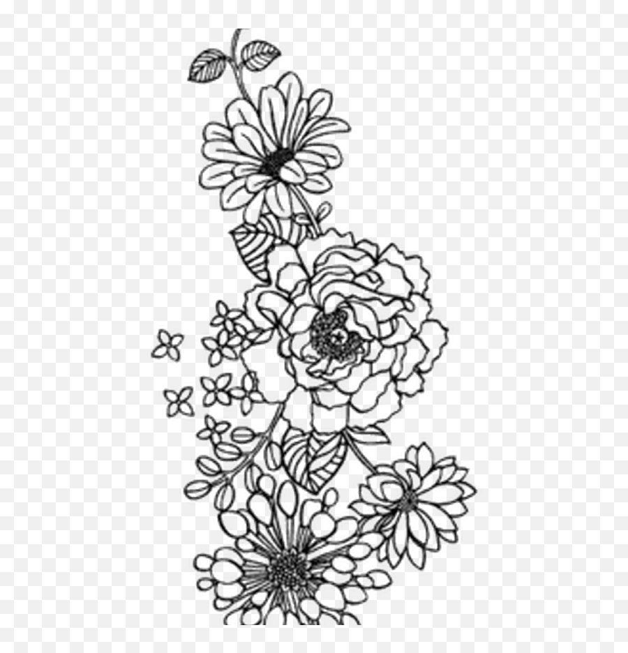 Free Black And White Tumblr Flowers Download Free Clip Art - Flower Drawing Transparent Background Emoji,Drawing Emoticons Tumblr