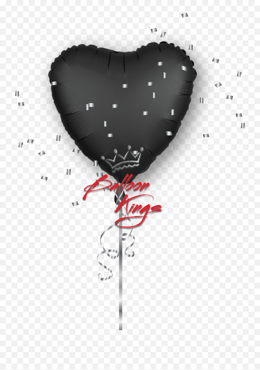 Satin Luxe Black Heart - Balloon Emoji,Black Hearts Emoji