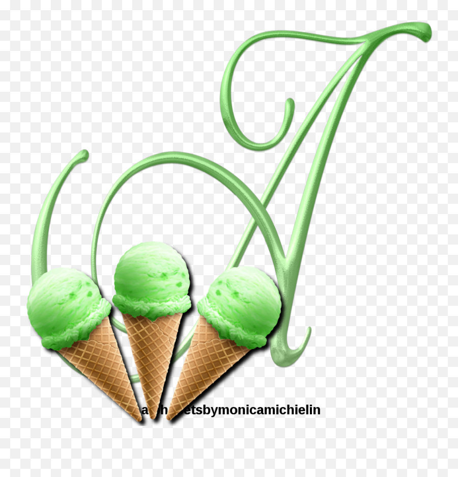 Monica Michielin Alphabets August 2019 - Cone Emoji,Swirl Ice Cream Cone Emoji