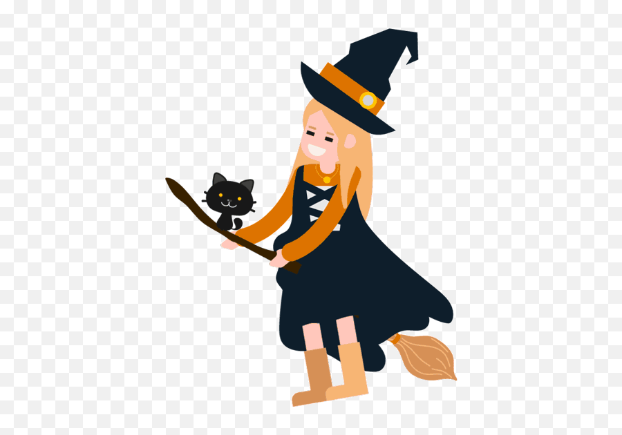 Buncee - Flying Witch Gif Transparent Emoji,Witch Flying Into Tree Emoticon