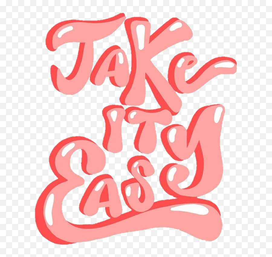 Take Easy Stickers Cute Text Words Sticker By Unicorn - Take It Easy Poster Emoji,Easy Emoji Art