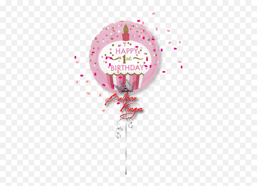 1st Birthday Girl Cupcake Bouquet - Balloon Kings Emoji,Pastel Pink Alphabet Emojis