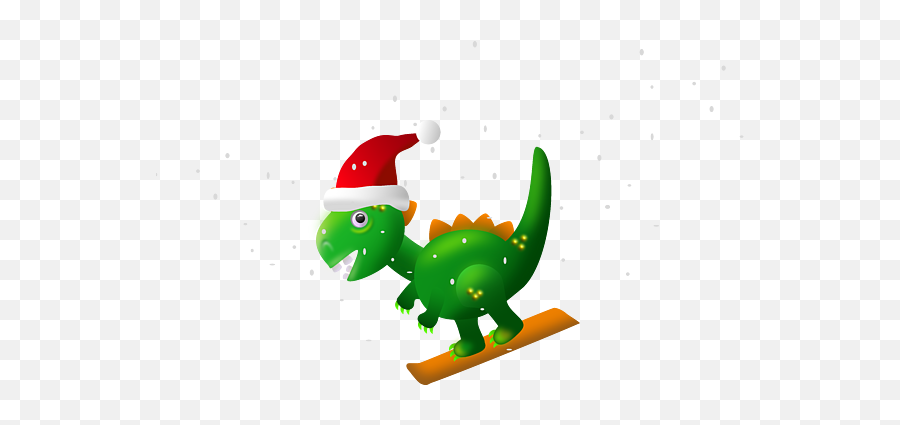 Cute T Rex Dinosaur In Santa Hat Snowboarding At Christmas Emoji,Typed Dinosaur Emoji