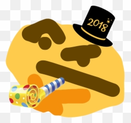 Thinking Meme - Party Blower Clip Art Emoji,Contemplating Emoji