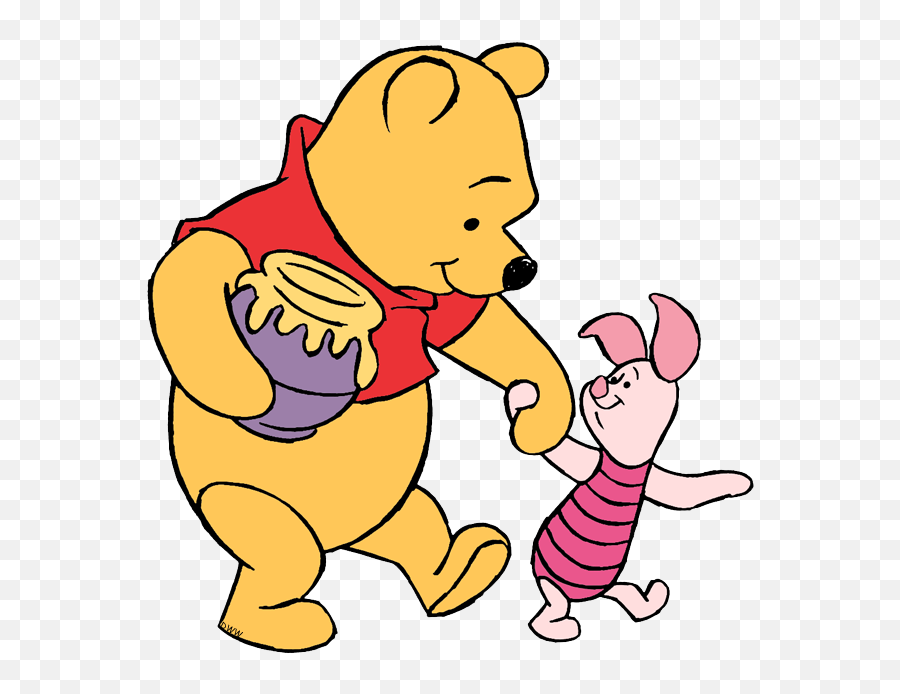 New Pooh Piglet Walking Hand In Hand - Winnie The Pooh And Piglet Clipart Emoji,Emoji Art Free Neck Scarvesclipart