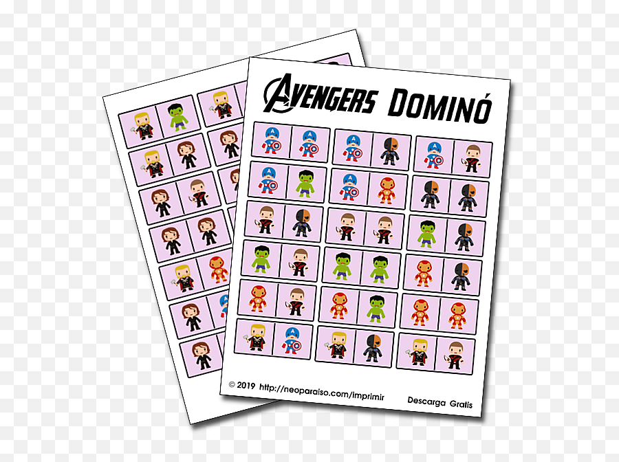 Dominó De Avengers - Domino Disney Para Imprimir Emoji,Como Aparecen Los Emojis De Los Avengers