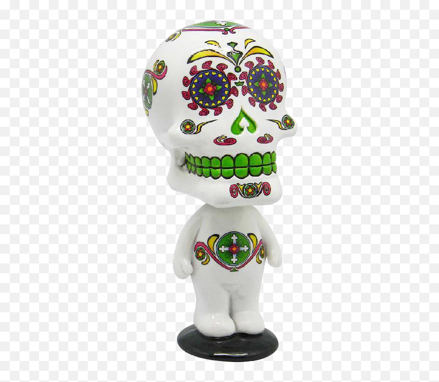 White Day Of The Dead Bobble Head - Mexican Skull Bobble Head Emoji,Dia De Los Muertos Emojis