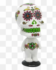 White Day Of The Dead Bobble Head - Mexican Skull Bobble Head Emoji,Dia De Los Muertos Emojis