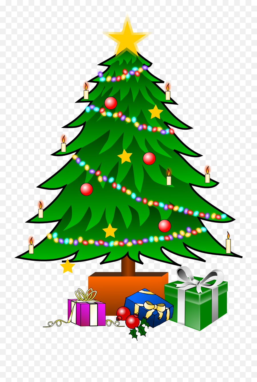 Christmas Tree With Presents Clipart - Clipart Christmas Tree Emoji,Super Christmas Tree Made With Emoticons