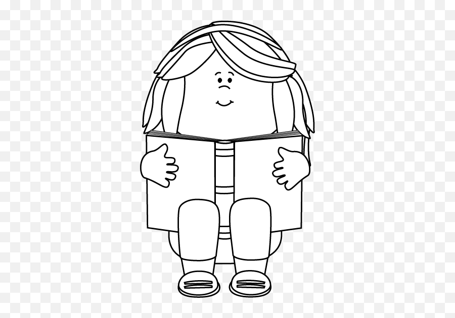 Child Reading Clipart Black White - Children Reading Free Black And White Clip Art Emoji,Kids Emotions Clip Art Black And White
