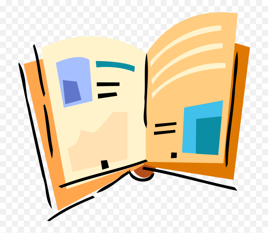 Vector Illustration Of Open Book Or Magazine Reading - Book Magazine Vector Png Emoji,Boy And Book Emoji